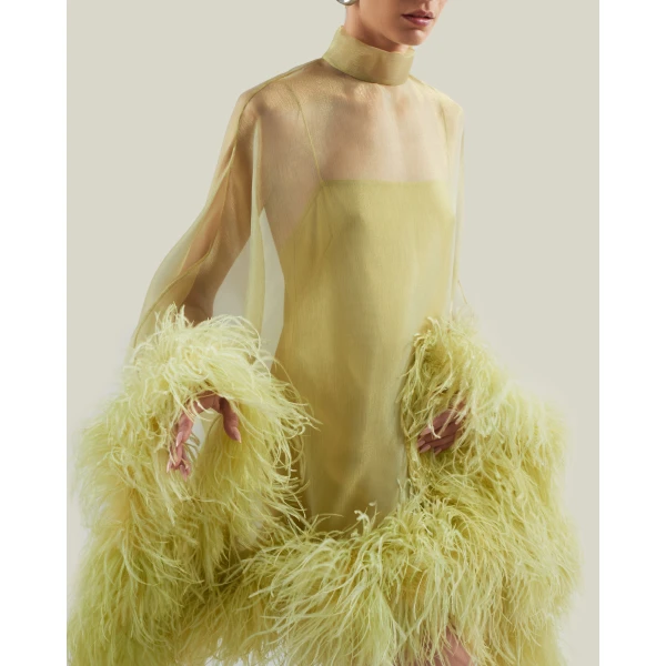 Taller Marmo Daisy Kaftan In Gold Kiwi, view 4