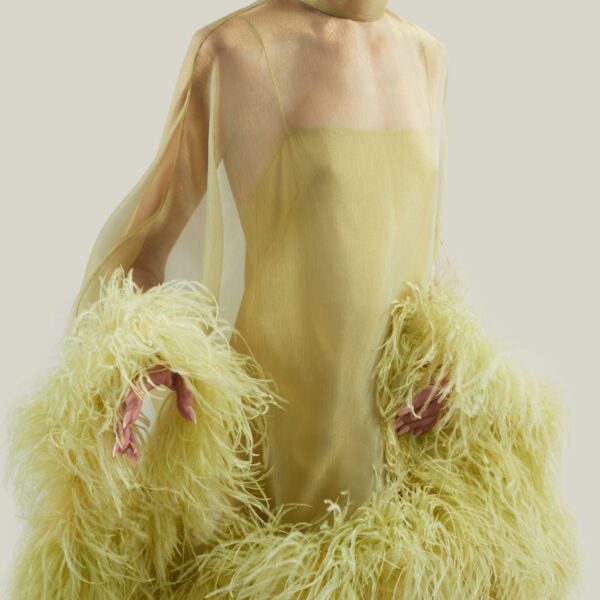 Taller Marmo Daisy Kaftan In Gold Kiwi - Dresses - Italian Luxury Evening Wear at Coveti