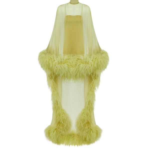 Taller Marmo Daisy Kaftan In Gold Kiwi - Dresses - Italian Luxury Evening Wear at Coveti