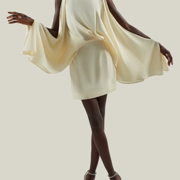 Taller Marmo Mini Bacall Dress In Latte - Dresses - Italian Luxury Evening Wear at Coveti