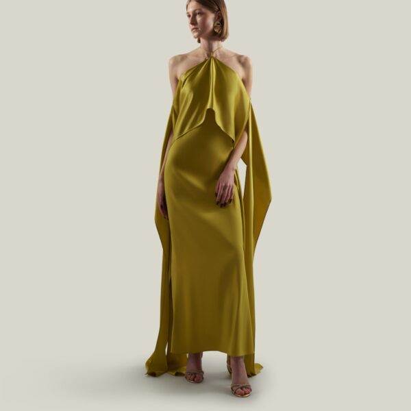 Taller Marmo Nan Dress In Gold Kiwi - Dresses - Italian Luxury Evening Wear at Coveti