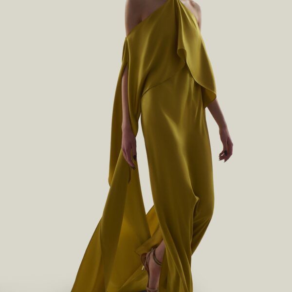 Taller Marmo Nan Dress In Gold Kiwi - Dresses - Italian Luxury Evening Wear at Coveti