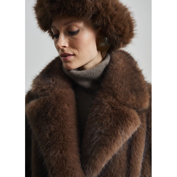 The Frankie Shop Adamello Faux Fur Short Coat – Brown, view 6