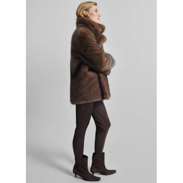 The Frankie Shop Adamello Faux Fur Short Coat – Brown, view 8