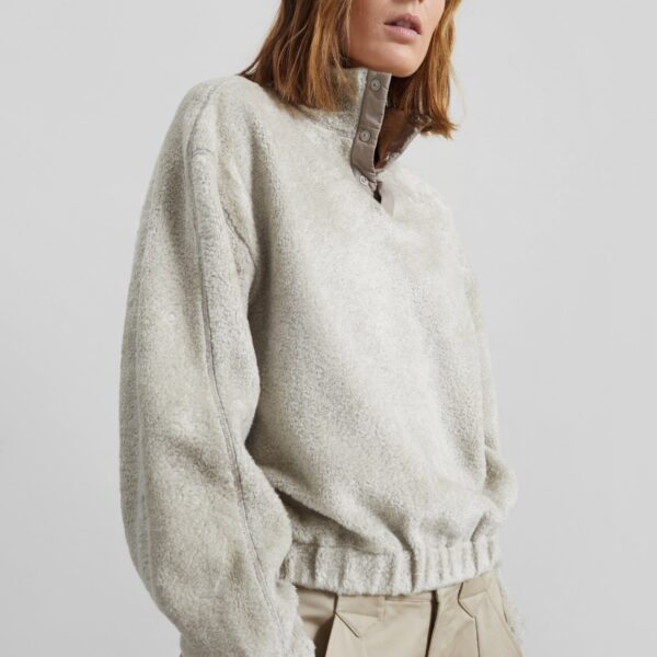 The Frankie Shop Amomento Fluffy Oversized Half Neck Pullover - Grey - Oversized Minimalist Tops in Grey - Shop at Coveti