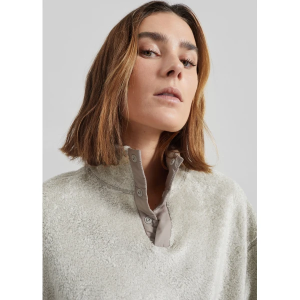 The Frankie Shop Amomento Fluffy Oversized Half Neck Pullover – Grey Top, view 3