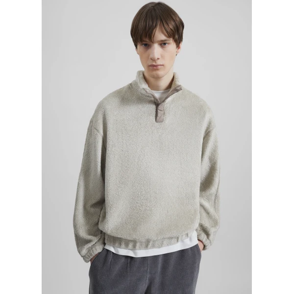 The Frankie Shop Amomento Fluffy Oversized Half Neck Pullover – Grey Top, view 5