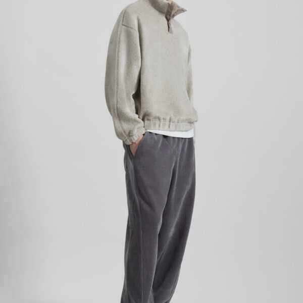 The Frankie Shop Amomento Fluffy Oversized Half Neck Pullover - Grey - Oversized Minimalist Tops in Grey - Shop at Coveti
