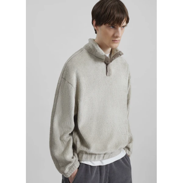 The Frankie Shop Amomento Fluffy Oversized Half Neck Pullover – Grey Top, view 7