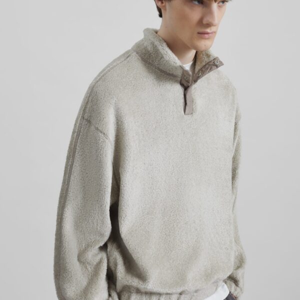 The Frankie Shop Amomento Fluffy Oversized Half Neck Pullover - Grey - Oversized Minimalist Tops in Grey - Shop at Coveti