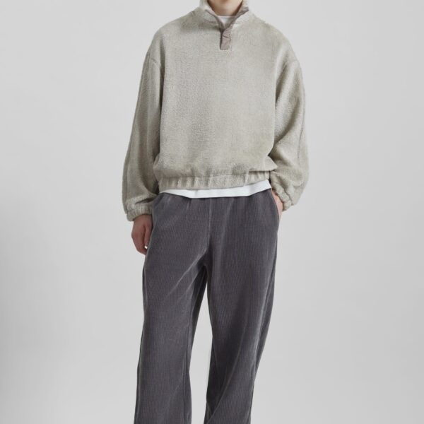 The Frankie Shop Amomento Fluffy Oversized Half Neck Pullover - Grey - Oversized Minimalist Tops in Grey - Shop at Coveti