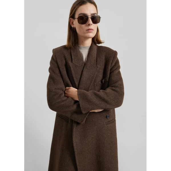 The Frankie Shop Arlene Wool Belted Coat – Brown, view 5