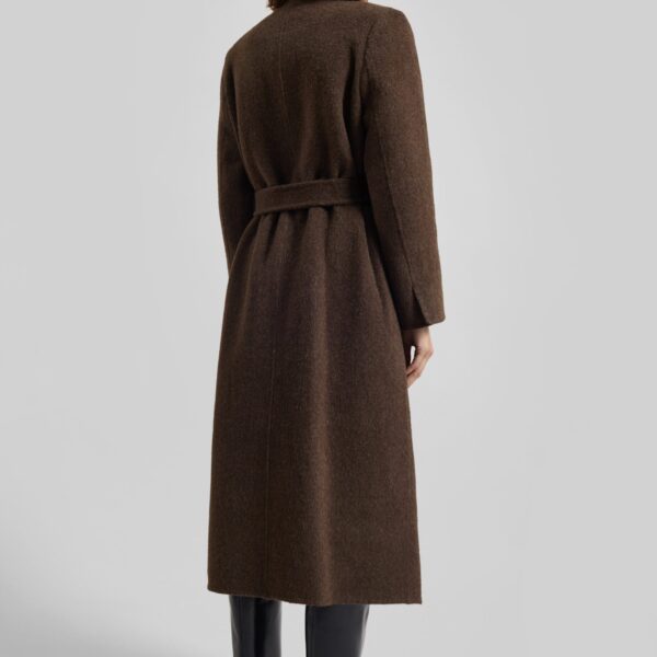The Frankie Shop Arlene Wool Belted Coat - Brown - Oversized Minimalist Coats in Brown - Shop at Coveti