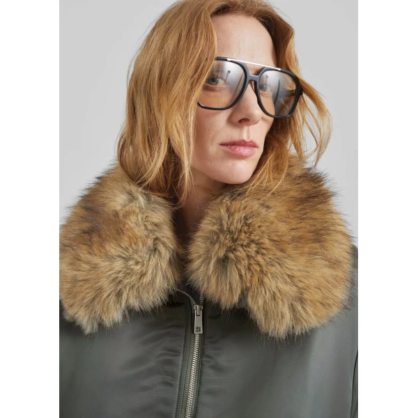 The Frankie Shop Arslev Bomber Jacket – Pale Olive, view 7