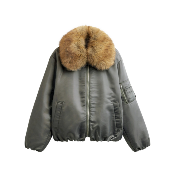 The Frankie Shop Arslev Bomber Jacket - Pale Olive - Oversized Minimalist Jackets in Green - Shop at Coveti