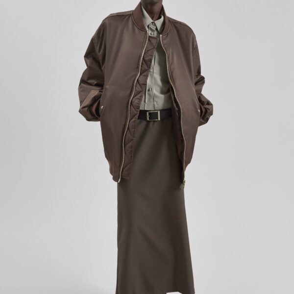 The Frankie Shop Astra Bomber Jacket - Brown - Oversized Minimalist Jackets in Brown - Shop at Coveti