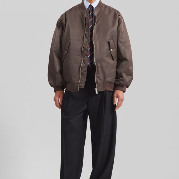 The Frankie Shop Astra Bomber Jacket - Brown - Oversized Minimalist Jackets in Brown - Shop at Coveti