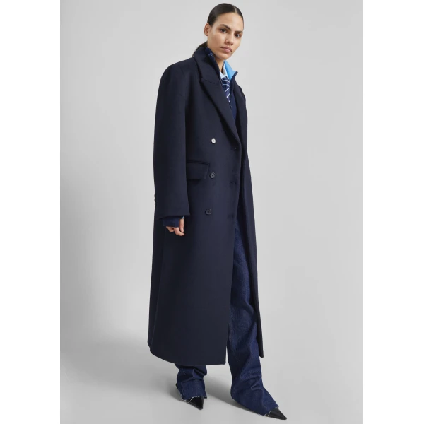 The Frankie Shop Atlin Wool Double-Breasted Coat – Dark Navy, view 5