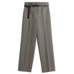 The Frankie Shop Aubel Belted Straight Pants - Black Houndstooth - Oversized Minimalist Pants in Black - Shop at Coveti