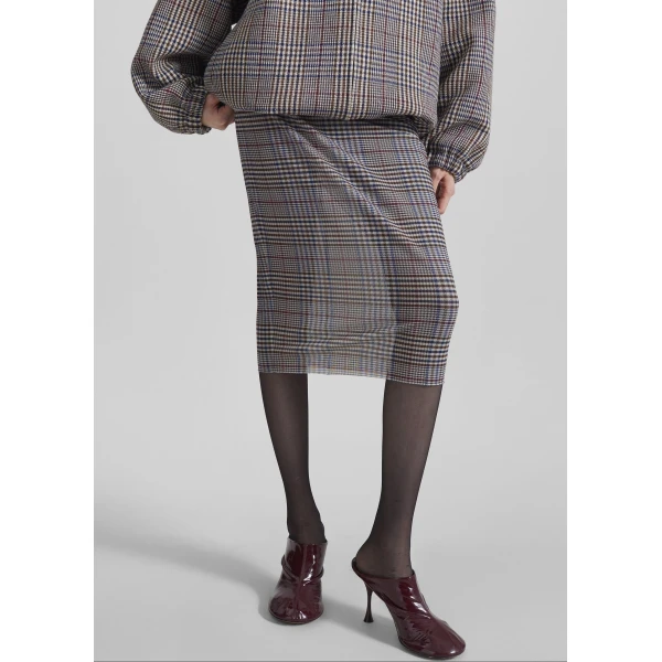 The Frankie Shop Aurora Sheer Mesh Skirt – Beige Glen Plaid, view 2