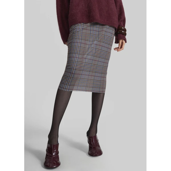 The Frankie Shop Aurora Sheer Mesh Skirt – Beige Glen Plaid, view 4