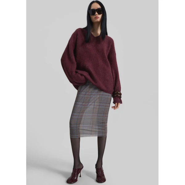 The Frankie Shop Aurora Sheer Mesh Skirt – Beige Glen Plaid, view 5
