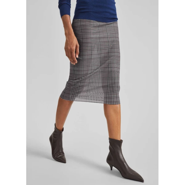 The Frankie Shop Aurora Sheer Mesh Skirt – Beige Glen Plaid, view 6