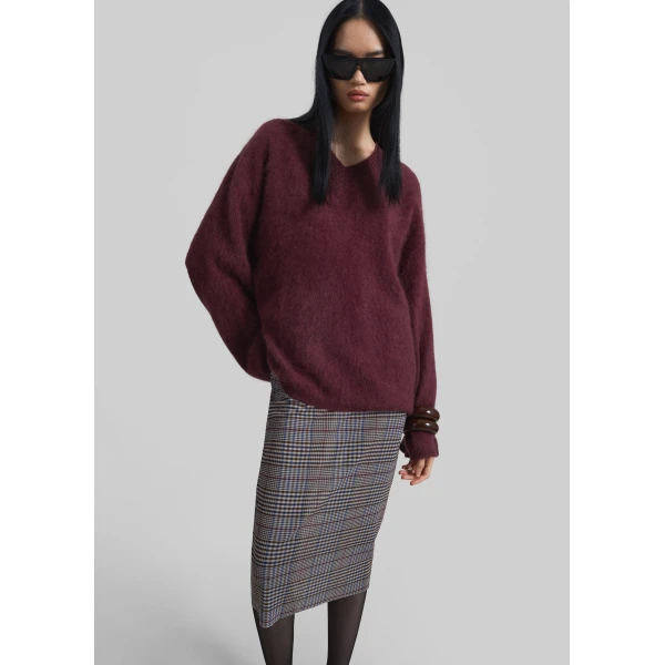 The Frankie Shop Aurora Sheer Mesh Skirt – Beige Glen Plaid, view 7