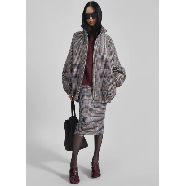 The Frankie Shop Aurora Sheer Mesh Skirt – Beige Glen Plaid, view 8