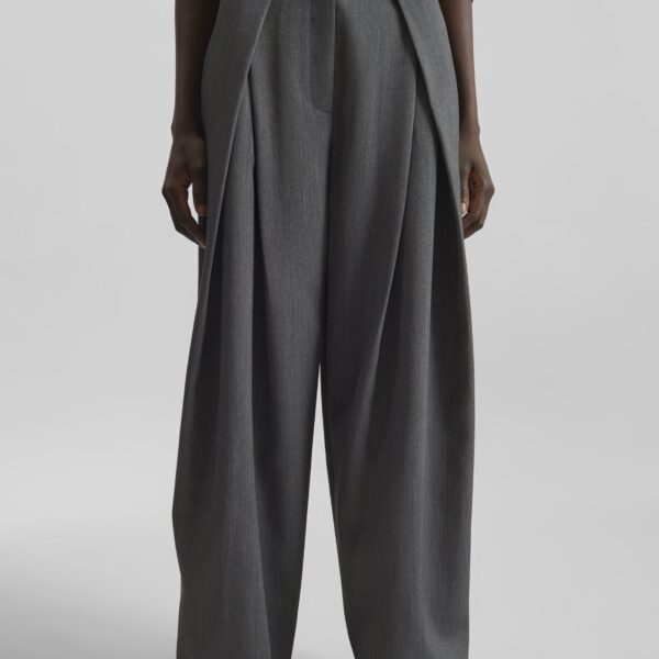 The Frankie Shop Avray Pleated Trousers - Grey - Oversized Minimalist Pants in Grey - Shop at Coveti