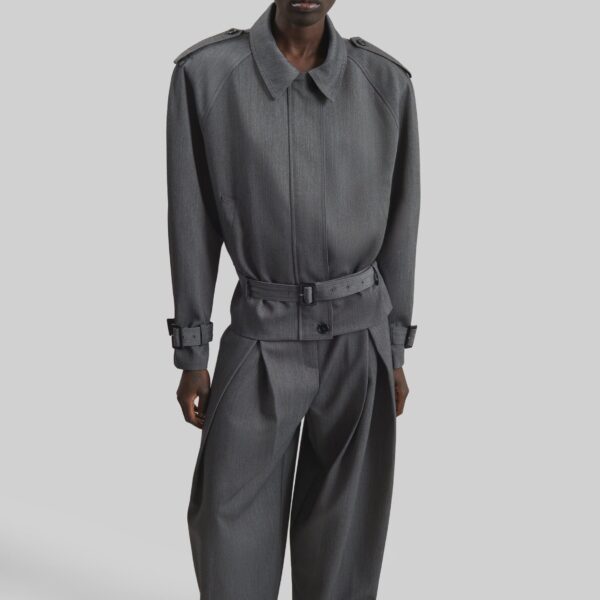 The Frankie Shop Avray Pleated Trousers - Grey - Oversized Minimalist Pants in Grey - Shop at Coveti