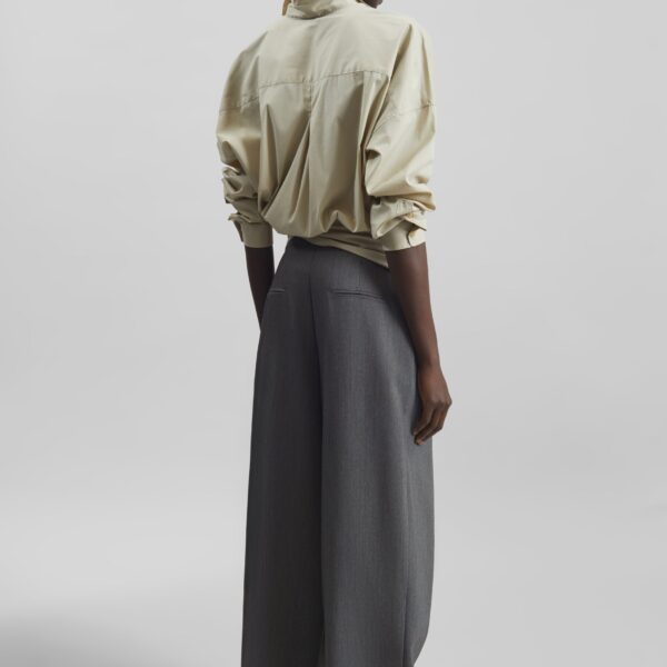 The Frankie Shop Avray Pleated Trousers - Grey - Oversized Minimalist Pants in Grey - Shop at Coveti