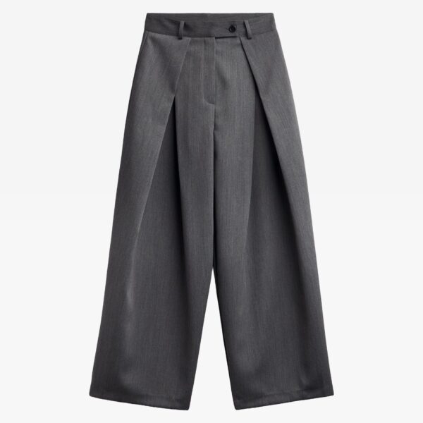 The Frankie Shop Avray Pleated Trousers - Grey - Oversized Minimalist Pants in Grey - Shop at Coveti