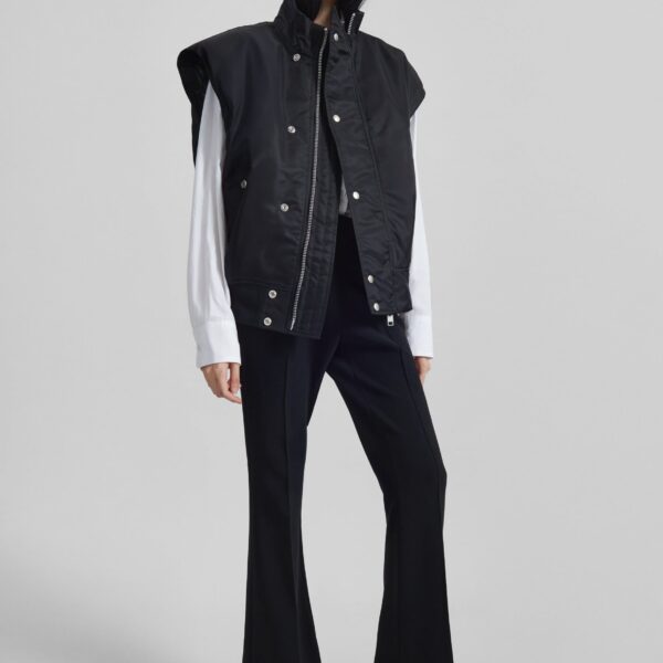 The Frankie Shop Aysen Sleeveless Bomber Jacket - Black - Oversized Minimalist Jackets in Black - Shop at Coveti