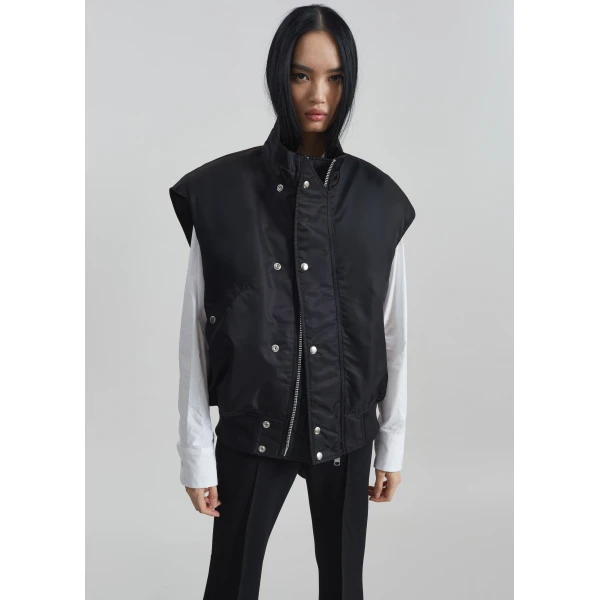 The Frankie Shop Aysen Sleeveless Bomber Jacket – Black, view 3