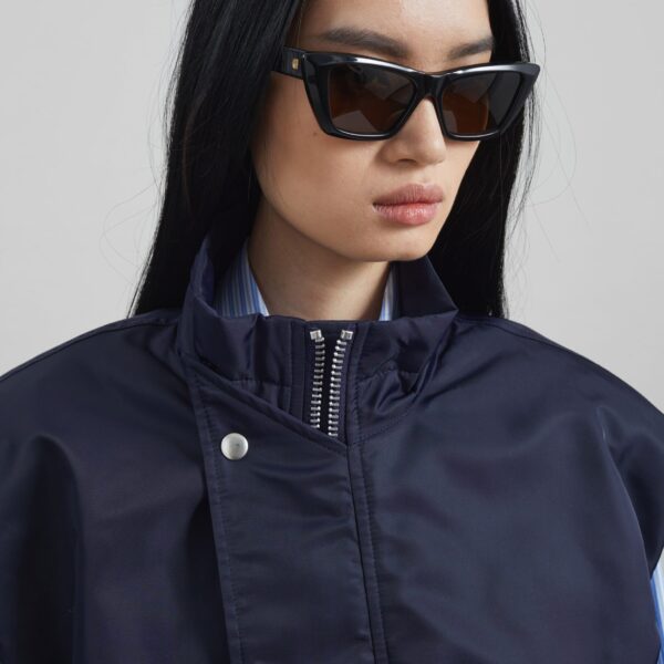 The Frankie Shop Aysen Sleeveless Bomber Jacket - Navy - Oversized Minimalist Jackets in Blue - Shop at Coveti