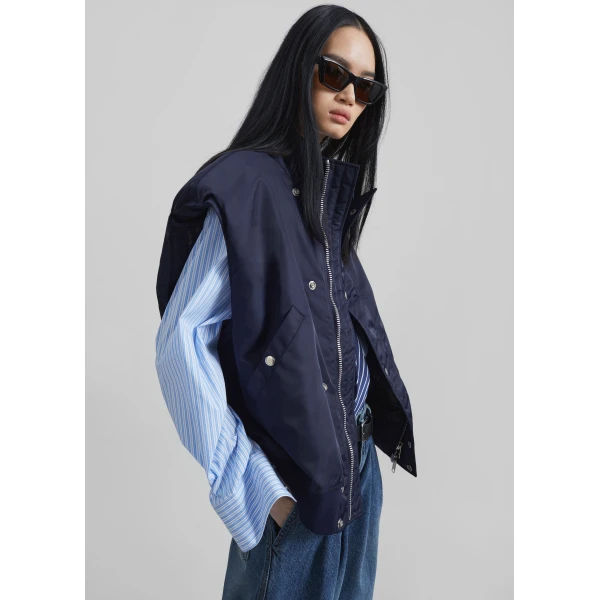 The Frankie Shop Aysen Sleeveless Bomber Jacket – Navy, view 6
