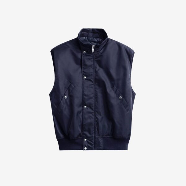 The Frankie Shop Aysen Sleeveless Bomber Jacket - Navy - Oversized Minimalist Jackets in Blue - Shop at Coveti