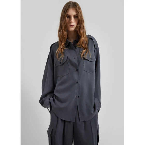 The Frankie Shop Balsta Cargo Shirt – Dark Grey, view 7