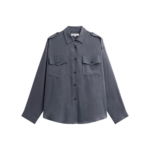 The Frankie Shop Balsta Cargo Shirt - Dark Grey - Oversized Minimalist Tops in Grey - Shop at Coveti