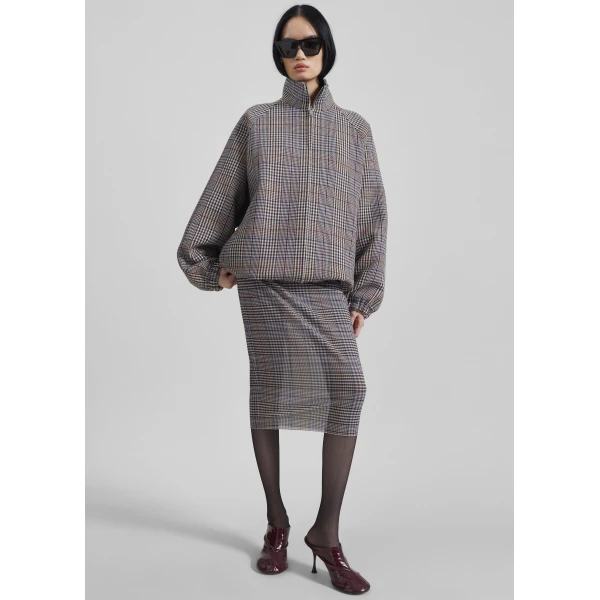 The Frankie Shop Baxter Wool Track Jacket – Beige Glen Plaid, view 5