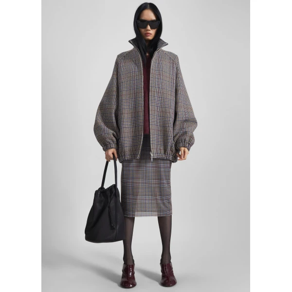 The Frankie Shop Baxter Wool Track Jacket – Beige Glen Plaid, view 8