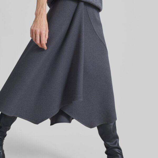 The Frankie Shop Bayel Flared Midi Skirt - Dark Grey - Oversized Minimalist Skirts in Grey - Shop at Coveti