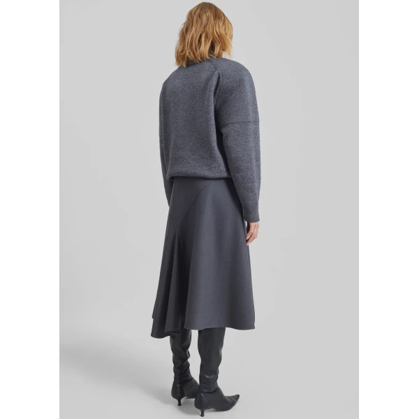 The Frankie Shop Bayel Flared Midi Skirt – Dark Grey, view 6