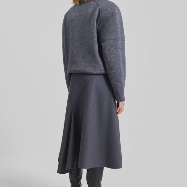 The Frankie Shop Bayel Flared Midi Skirt - Dark Grey - Oversized Minimalist Skirts in Grey - Shop at Coveti