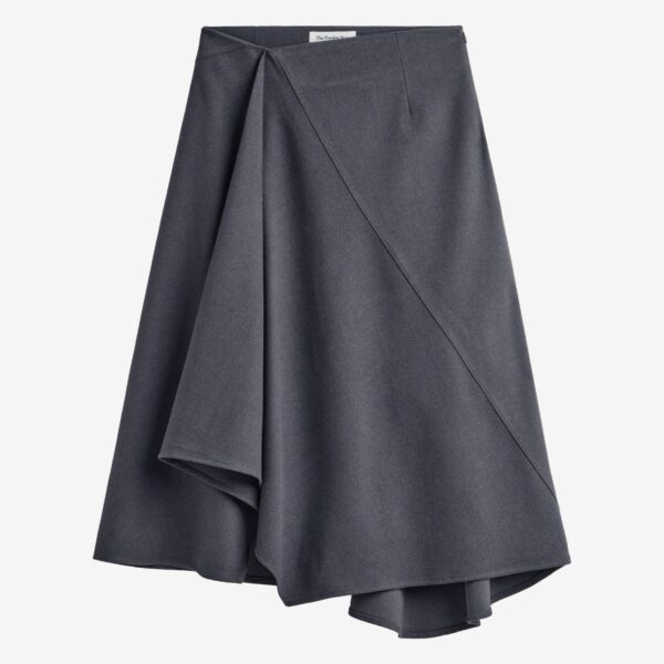 The Frankie Shop Bayel Flared Midi Skirt - Dark Grey - Oversized Minimalist Skirts in Grey - Shop at Coveti
