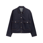 The Frankie Shop Belden Boxy Denim Jacket - Dark Wash - Oversized Minimalist Jackets in Blue - Shop at Coveti