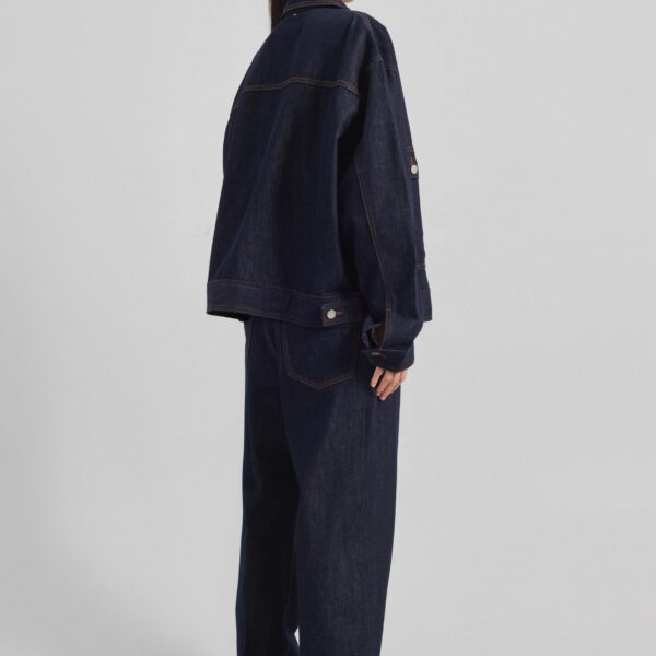 The Frankie Shop Belden Straight Leg Jeans - Dark Wash - Oversized Minimalist Pants in Blue - Shop at Coveti