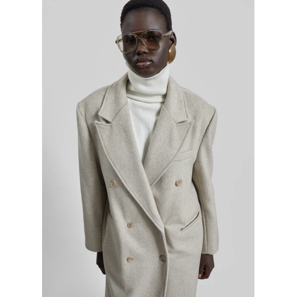 The Frankie Shop Bellace Wool Coat – Taupe, view 3