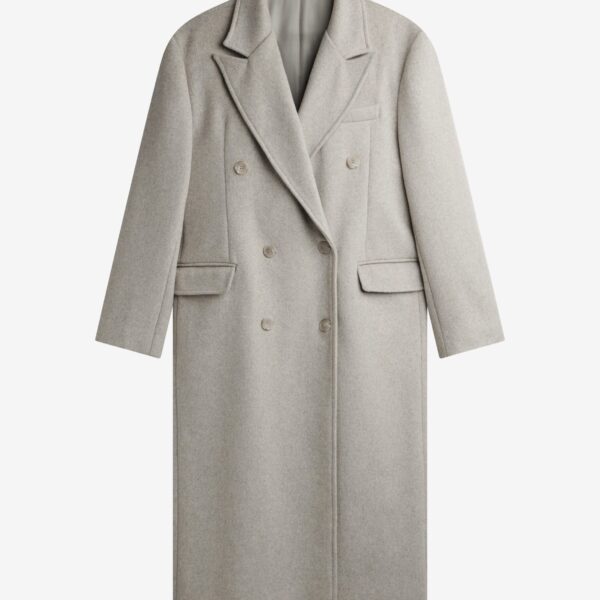 The Frankie Shop Bellace Wool Coat - Taupe - Oversized Minimalist Coats in Brown - Shop at Coveti